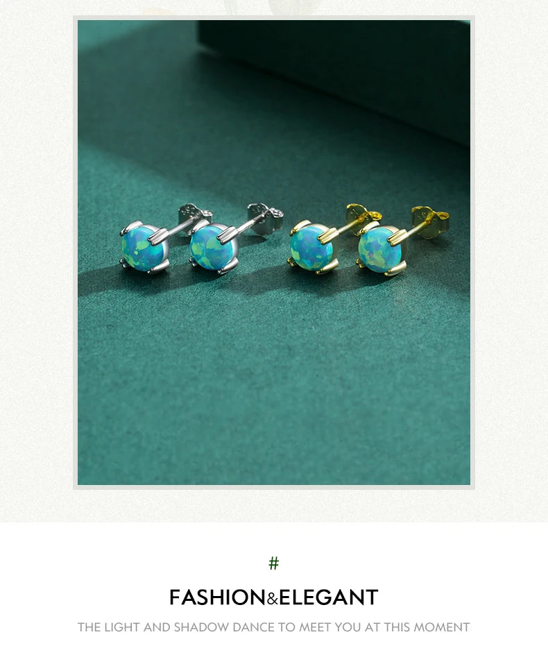 Fashionable, Bold and Beautiful DressMODIAN 925 Sterling Silver Fashion Stylish Natural Opal Stud Earrings For Women Girl Fine Jewelry Anniversary Gifts Accessories - Just The Fly Way