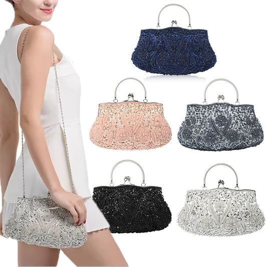 Evening Party Clutch Bag Small Totes Mini Wallets Women's Handbag Exquisite Ladies Beaded Embroidered Wedding Party Handbag - Just The Fly Way