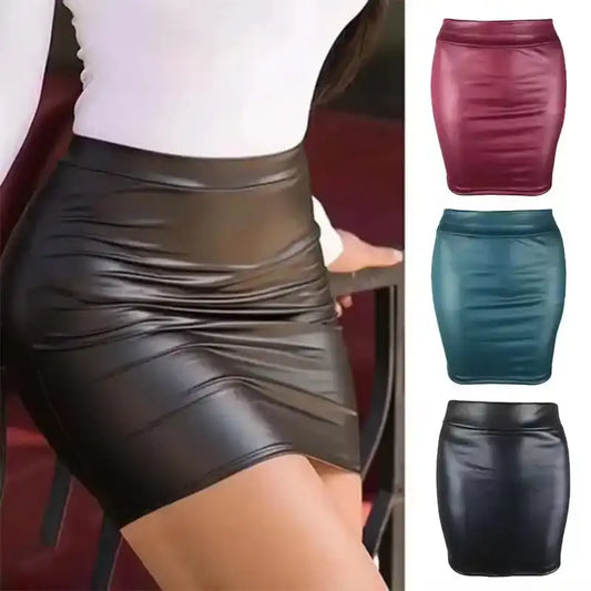 Upgrade Your Style with Our High Waist Faux Leather Mini Skirt - Just The Fly Way