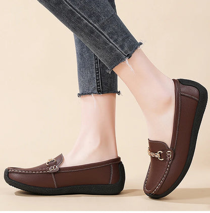 Fashionable, Bold and Beautiful DressWoman Shoes Leather Casual Shoes With Low Heels Loafers Women's Flats 2025 New Zapatos De Mujer Elegant Heel Footwear Women