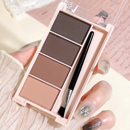 Fashionable, Bold and Beautiful DressA set of 4-color eyebrow powder trays with brushes in gray and brown matte tones for long-lasting color rendering, filling and s