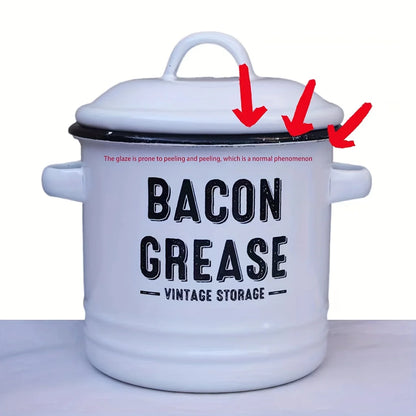 1pc Large Capacity Enamel Oil Pot with Lid - Rust-Resistant Grease Container for Home Kitchen Use Cooking Oil Storage Canister - Just The Fly Way