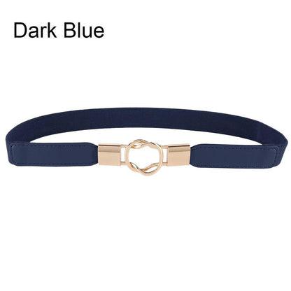 Women Elastic Thin Stretch Waistband Belt, Wrap Buckle - Just The Fly Way
