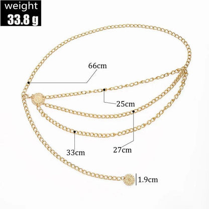 Fashion Boho Stainless Steel Belt, Coin Pendant Belt - Just The Fly Way