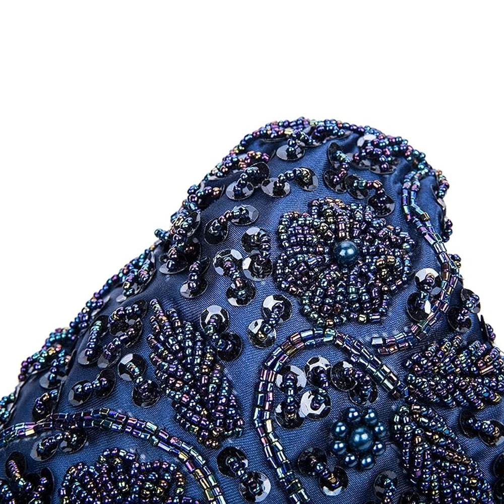 Women's Handbag Floral Designer Evening Bag Beaded Sequin Design Vintage Kissing Lock Satin Purse Bag Wedding Party Clutch Bags - Just The Fly Way