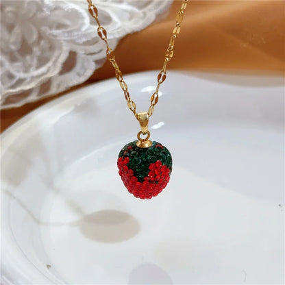 Fashionable, Bold and Beautiful DressHeart Sweet Red Strawberry Earrings Necklace for Woman, Fruit Earrings, gifts for friends,Birthday Gifts - Just The Fly Way