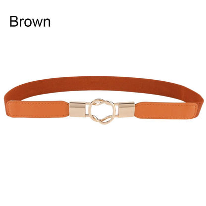 Women Elastic Thin Stretch Waistband Belt, Wrap Buckle - Just The Fly Way