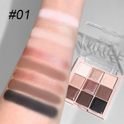 Fashionable, Bold and Beautiful DressJUJU DREAM 9-Color Eyeshadow Palette, Matte & Shimmer Finish, Soft Milk Tea Tones, Compact & Easy for Daily Student Makeup