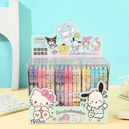 Sanrio 12pcs Mechanical Pencil Kawaii Hello Kitty Pochacco Melody Pencil-free Hb Primary School Stationery Office Supplies