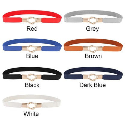 Women Elastic Thin Stretch Waistband Belt, Wrap Buckle - Just The Fly Way