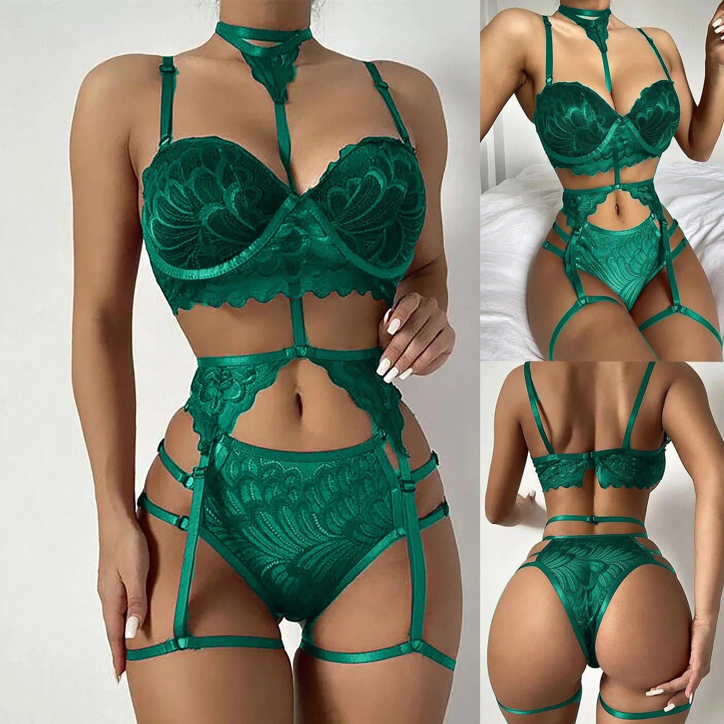 Stunning Lingerie Set, Women's Bra, Garters, Panties - Just The Fly Way
