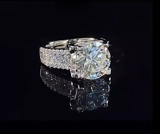 Sparkling Moissanite Wedding Ring for Her - 2 Carat 8mm in 925 Sterling Silver, D Color VVS Diamond Engagement Jewelry - Just The Fly Way