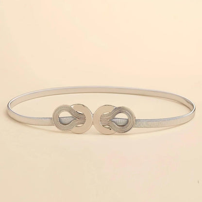 Metal Elastic Women's Belt, Gold or Silver With Knot Buckle - Just The Fly Way
