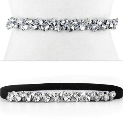 Accessories Fashion Crystal Belt, Elastic Black, with Gold, Black, or White Belt - Just The Fly Way