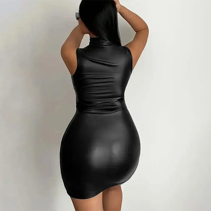 Party Bodycon Lady s Solid Color Dress Sexy Sleeveless Slim Elastic Package Hip Tee Skirt Mini Short Dress