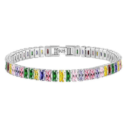 Shimmering 925 Silver Tennis Bracelet for Women – 3mm Round Black Jet Zircon Elegance for Every Occasion - Just The Fly Way