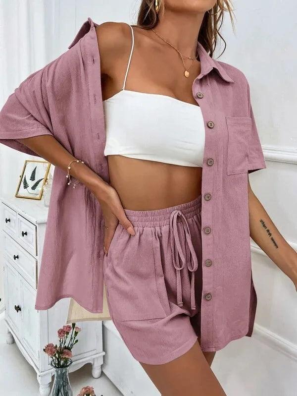 Summer Short Sleeve Shirt and Shorts, Two Piece Set - Just The Fly Way