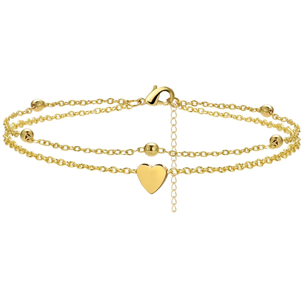 Trendy and Dainty 925 Sliver Plated CZ Waterproof Heart Charm Anklet - Just The Fly Way