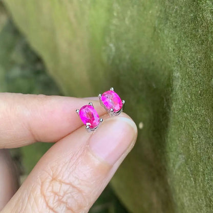 Fashionable, Bold and Beautiful Dress5*3MM Oval Natural Pink Topaz Earrings 925 Sterling Silver Stud Earring For Women Cute Gift Prevent Allergy Fine Jewelry