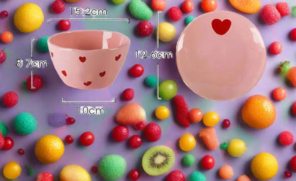 Cute Dinner Tableware Pink Heart Pattern Ceramic - Just The Fly Way