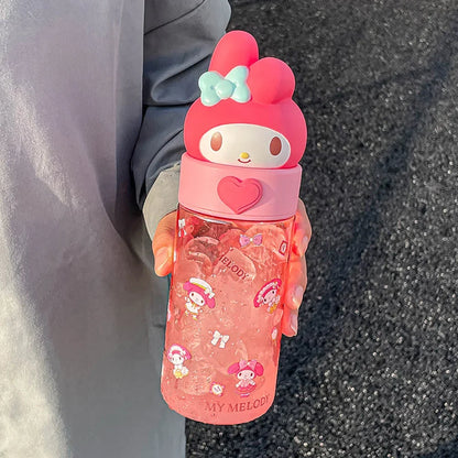 Kawaii Sanrio Hello Kitty Kuromi Cinnamon Roll Melody Transparent 500ml Water Bottle