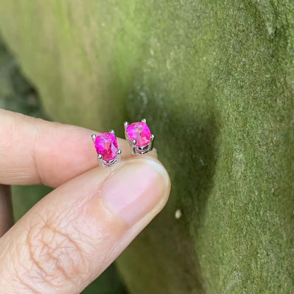 Fashionable, Bold and Beautiful Dress5*3MM Oval Natural Pink Topaz Earrings 925 Sterling Silver Stud Earring For Women Cute Gift Prevent Allergy Fine Jewelry