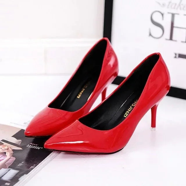 Fashionable, Bold and Beautiful DressBig Size Women's Boat Shoes Faux Suede High Heels Pointed Toe Pumps Stilettos Basic Pump for Female White Black Red Pink Blue