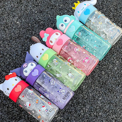 Kawaii Sanrio Hello Kitty Kuromi Cinnamon Roll Melody Transparent 500ml Water Bottle