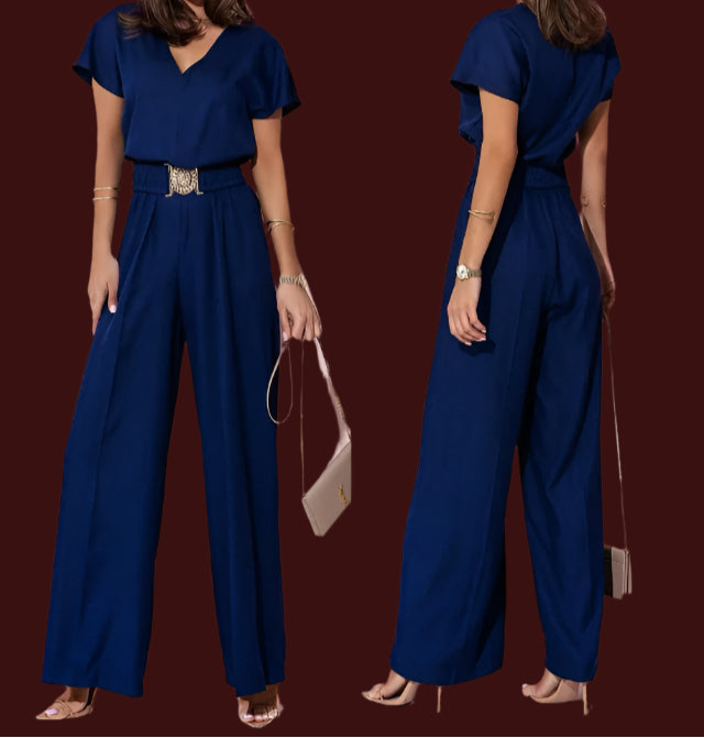 Lightweight Romper, V-Neck, Short Sleeves, and Belt - Just The Fly Way