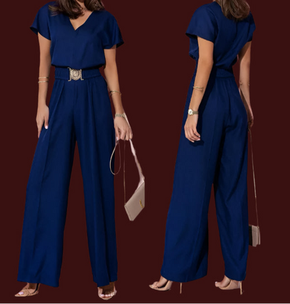 Lightweight Romper, V-Neck, Short Sleeves, and Belt - Just The Fly Way