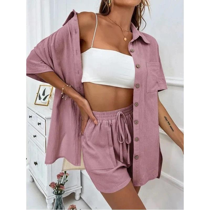 Summer Short Sleeve Shirt and Shorts, Two Piece Set - Just The Fly Way