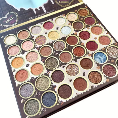 Fashionable, Bold and Beautiful Dress42 Colors Rainbow Eyeshadow Palette - Makeup Matte Metallic Shimmer Glitter Eye Shadow Palettes - Ultra Pigmented Powder Bright