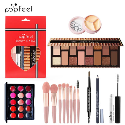 Fashionable, Bold and Beautiful DressPOPFEEL All-in-One Makeup Kit Gift Set with Eyeshadow Palette Foundation Lip Gloss Blush Brushes Eyeliner and More Beauty Gifts