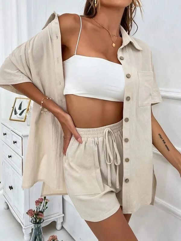 Summer Short Sleeve Shirt and Shorts, Two Piece Set - Just The Fly Way