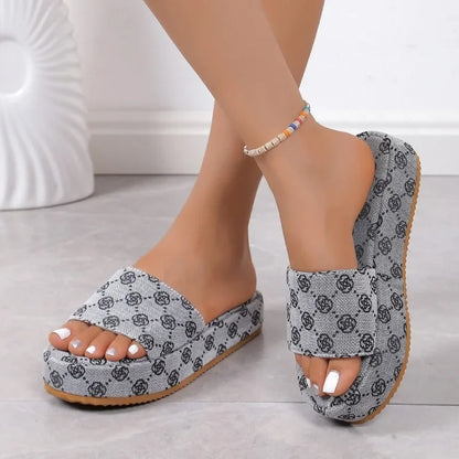Women Platform Slippers 2024 Summer Women Shoes Designer Flat Sandals Outdoor Floral Sandals Ladies Beach Shoes Sandalias - Just The Fly Way