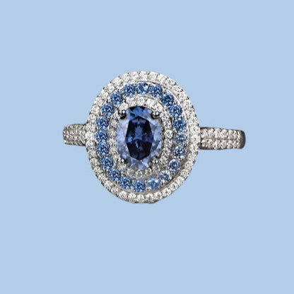 Certified Oval Cut S925 Sterling Silver 1CT Blue Moissanite Ring - Just The Fly Way