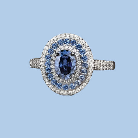 Certified Oval Cut S925 Sterling Silver 1CT Blue Moissanite Ring - Just The Fly Way