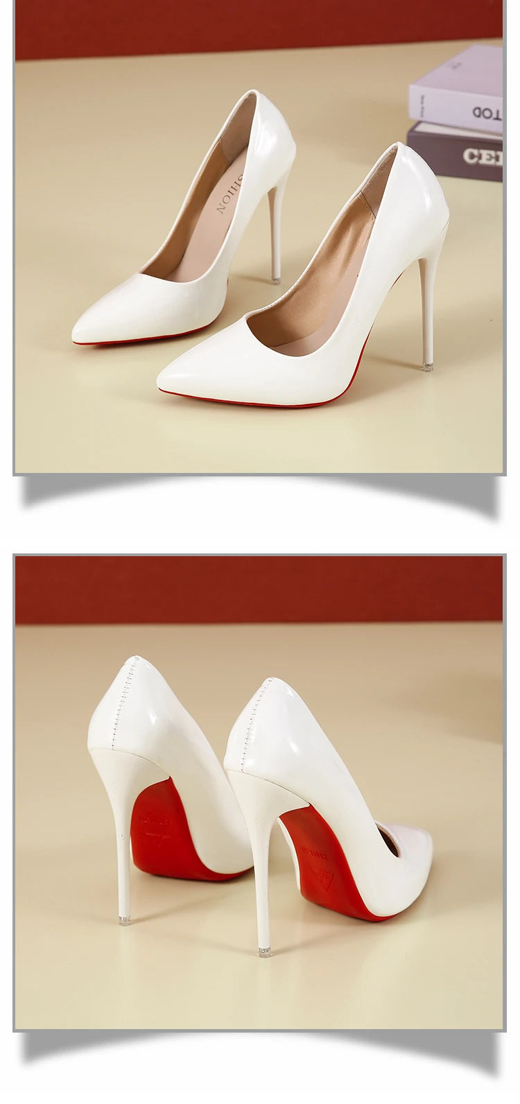 Fashionable, Bold and Beautiful DressTemperament 12cm Super High Thin Heels Shoes Women Pumps Pointed Toe Colorful Patent Leather Stiletto Wedding Shoe Size 45