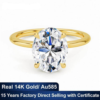 Certified 2ct 3ct Oval Moissanite Ring, 100% 14K Gold - Just The Fly Way