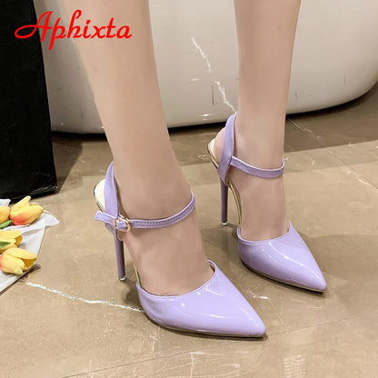 Fashionable, Bold and Beautiful DressWomen's Aphixta 12cm Super High Stiletto Heels Ankle Strap Sandals Pointed Toe Party Heels : Extended Sizes