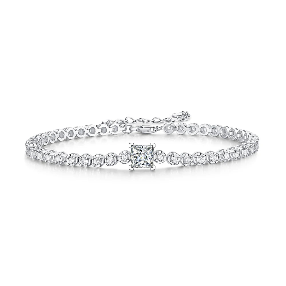 LinkerLove 925 Sterling Silver Moissanite Tennis Bracelet for Women - Dazzle Her with 1ct Princess Cut Sparkle - Just The Fly Way