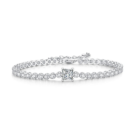 LinkerLove 925 Sterling Silver Moissanite Tennis Bracelet for Women - Dazzle Her with 1ct Princess Cut Sparkle - Just The Fly Way