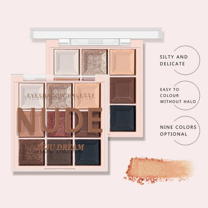 Fashionable, Bold and Beautiful DressJUJU DREAM 9-Color Eyeshadow Palette, Matte & Shimmer Finish, Soft Milk Tea Tones, Compact & Easy for Daily Student Makeup