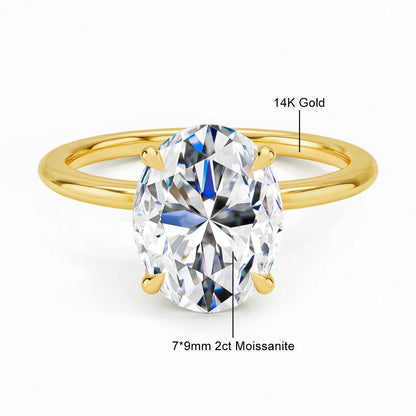 Certified 2ct 3ct Oval Moissanite Ring, 100% 14K Gold - Just The Fly Way
