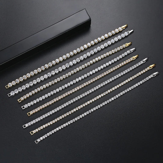 Shimmering 925 Silver Tennis Bracelet for Women – 3mm Round Black Jet Zircon Elegance for Every Occasion - Just The Fly Way