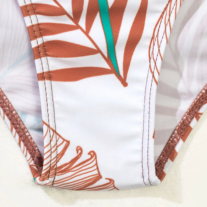 Fashionable, Bold and Beautiful DressWomen'S Tropical Printed Sexy Split Swimsuit Sports Tight Fitting High Waist Bikini Set High Elastic Swimwear Women'S Swimsuit
