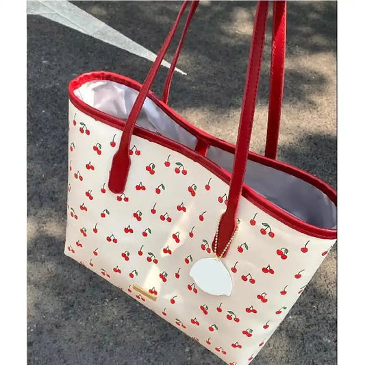 Fashion Cherry Tote Bag with Snap Closure - Just The Fly Way