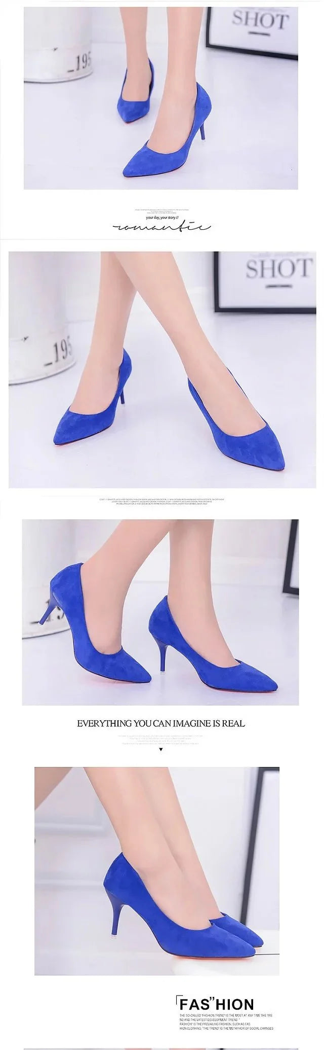 Fashionable, Bold and Beautiful DressBig Size Women's Boat Shoes Faux Suede High Heels Pointed Toe Pumps Stilettos Basic Pump for Female White Black Red Pink Blue