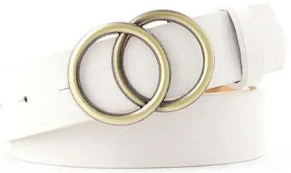 Fashion Belt with Silver or Gold Double Ring Buckle, PU - Just The Fly Way
