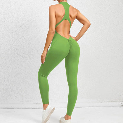 Zip-Up Activewear Yoga Romper With Bottom Contouring Design - Just The Fly Way